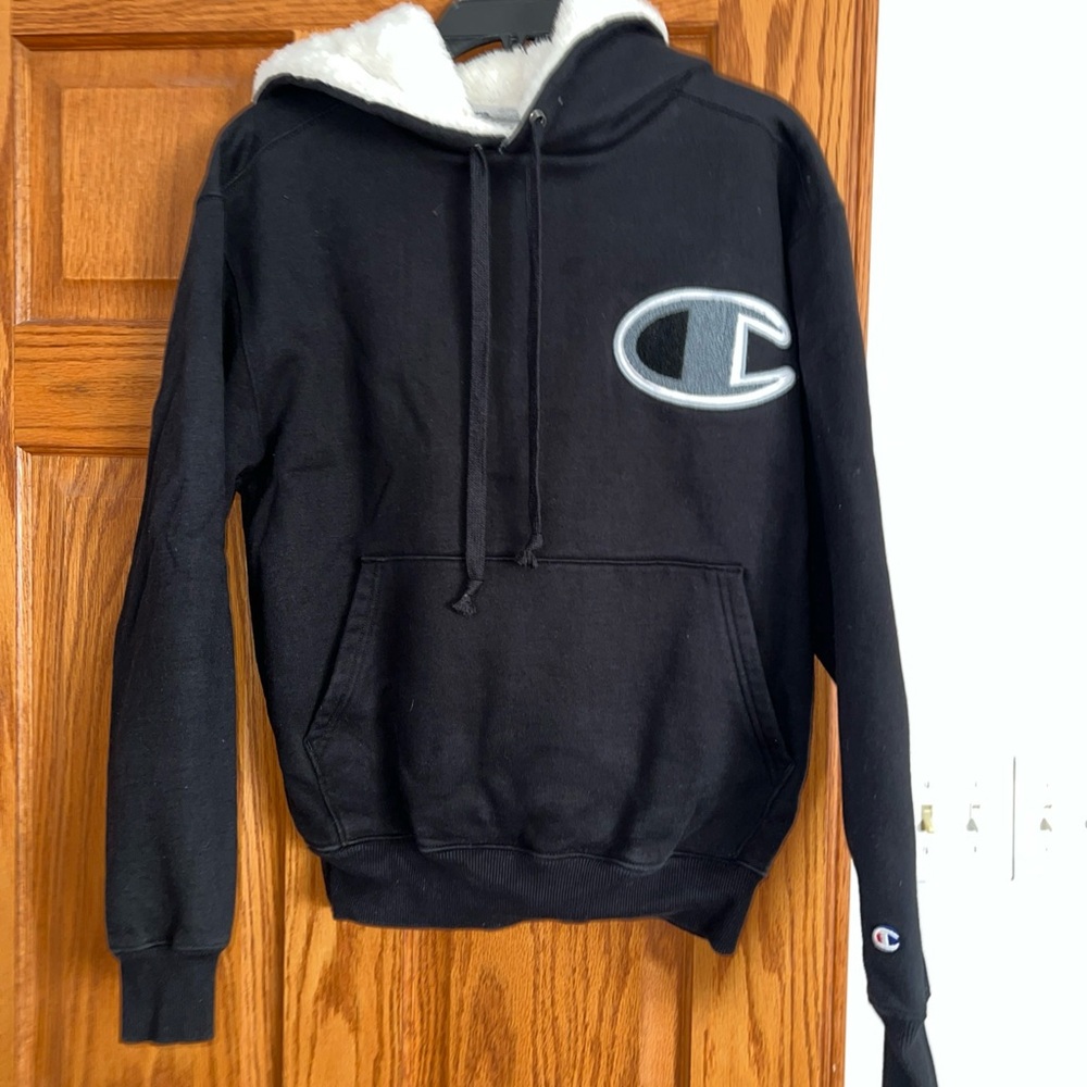 Champion Black Hoodie with Fleece Lining